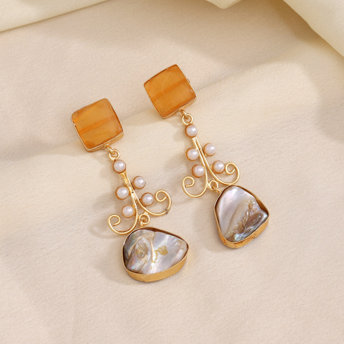 Mustard Yellow Color Amrapali Earrings - Preyans.com