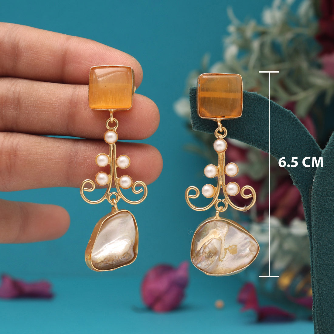 Mustard Yellow Color Amrapali Earrings - Preyans.com