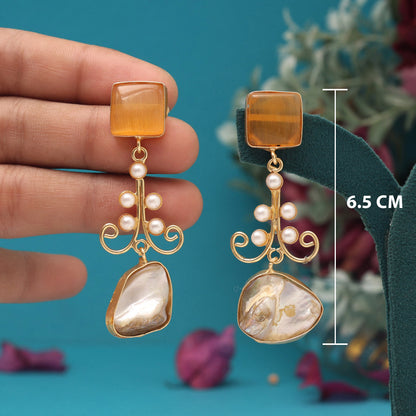 Mustard Yellow Color Amrapali Earrings - Preyans.com