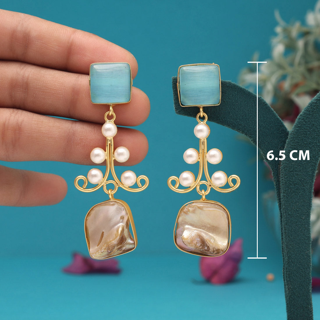 Sky Blue Color Amrapali Earrings - Preyans.com