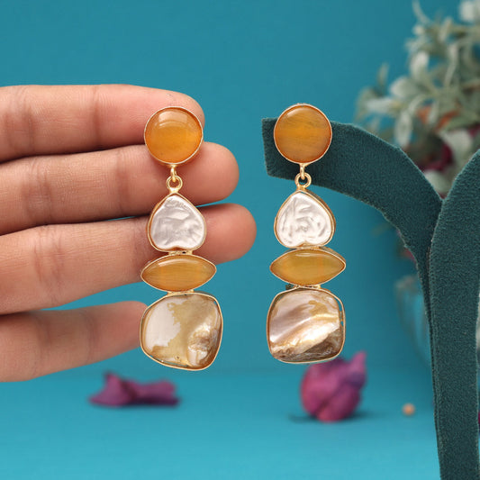 Mustard Yellow Color Amrapali Earrings - Preyans.com