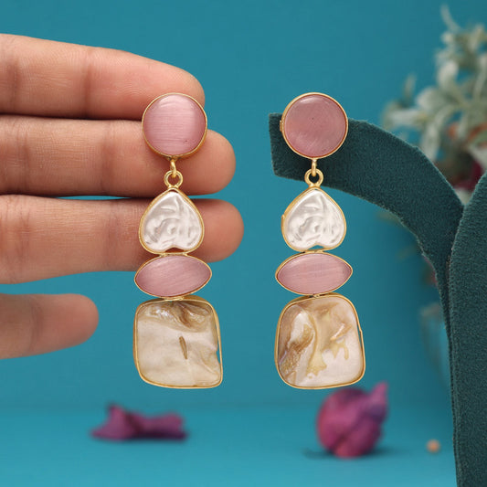 Pink Color Amrapali Earrings - Preyans.com