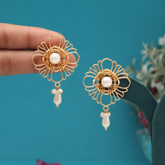 White Color Amrapali Earrings - Preyans.com