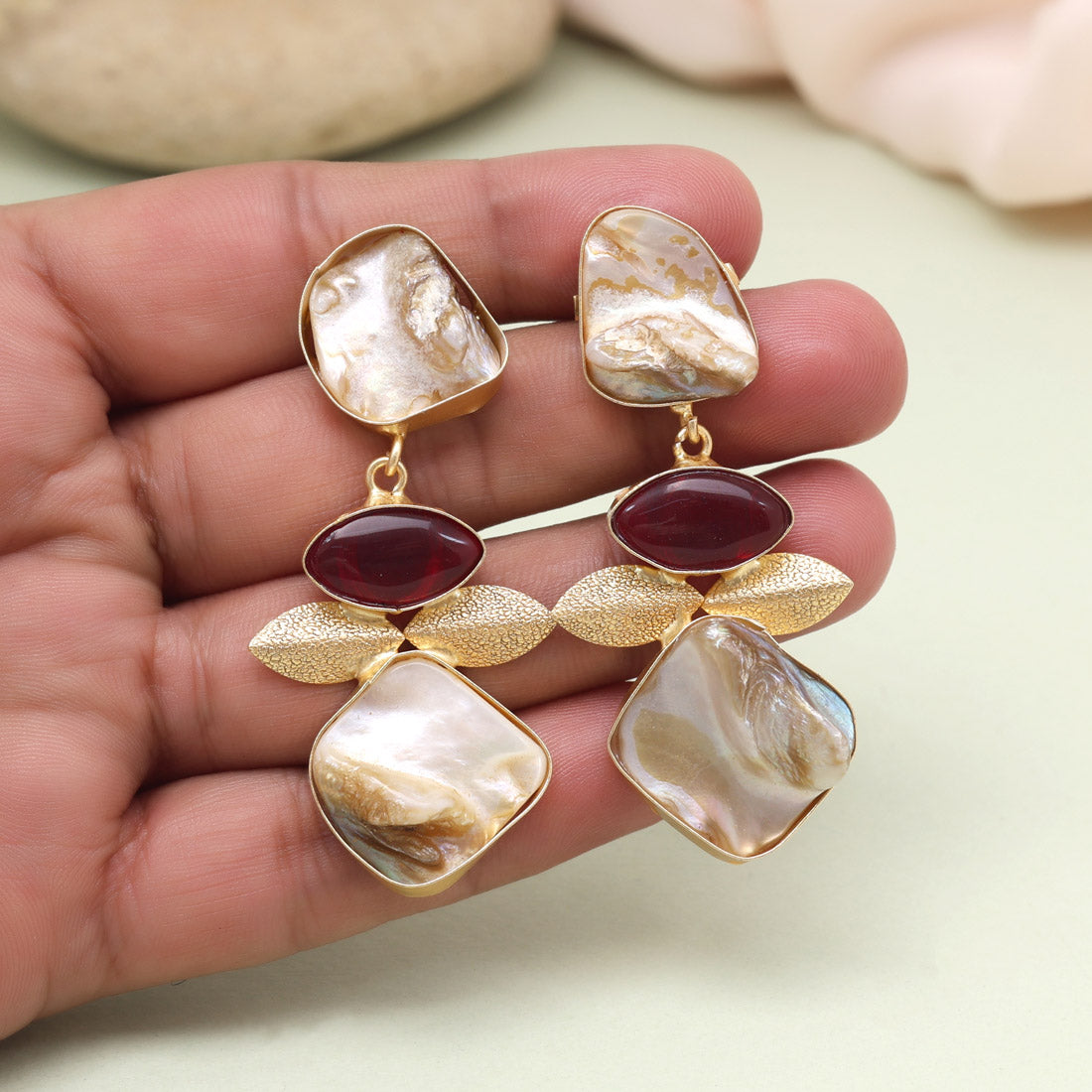 Luxe Maroon Color Amrapali Earrings - Preyans.com