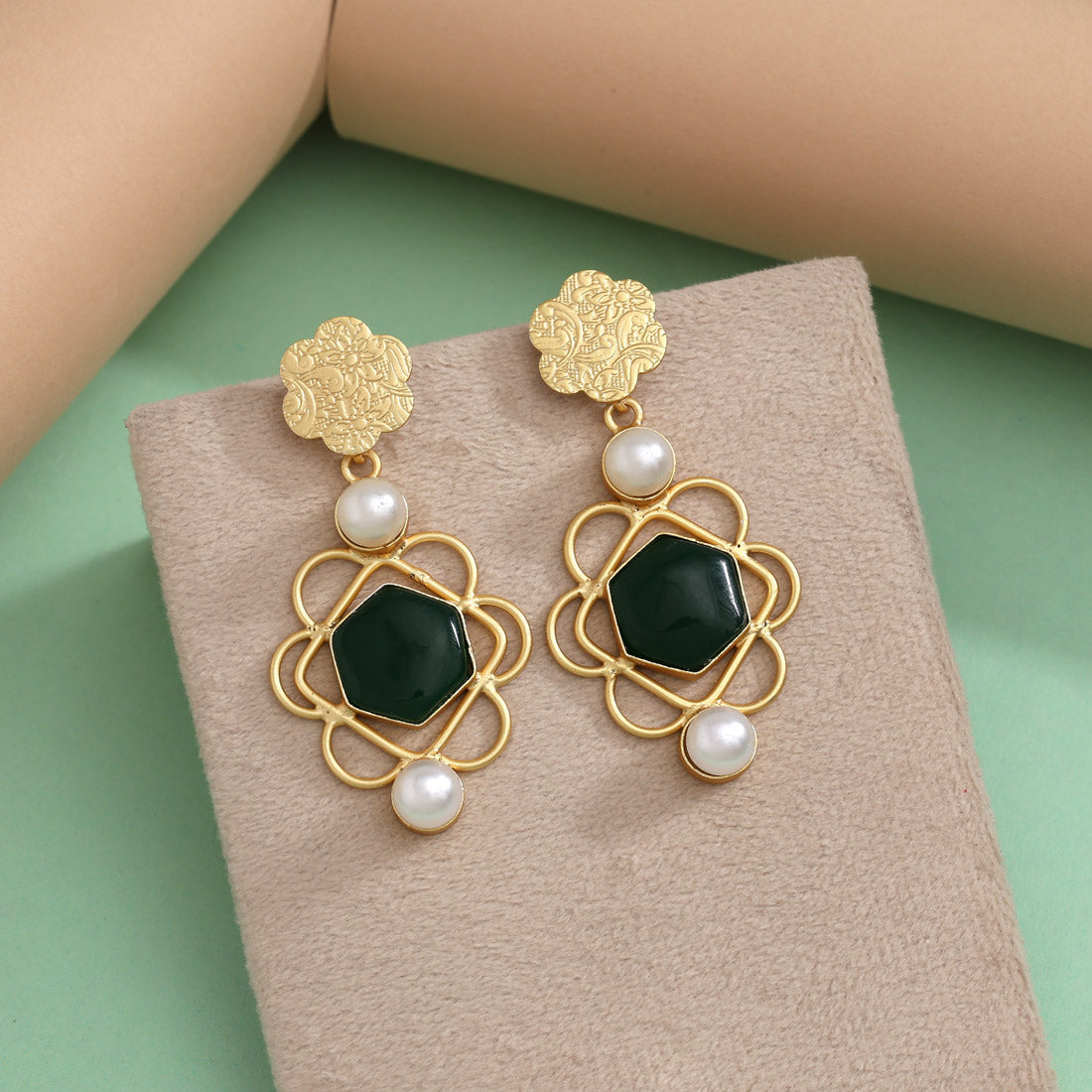 Green Color Amrapali Earrings - Preyans.com