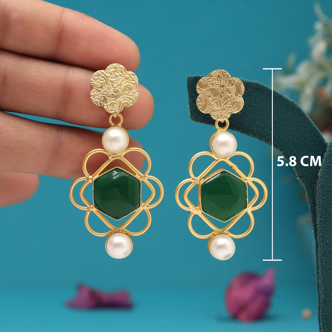 Green Color Amrapali Earrings - Preyans.com