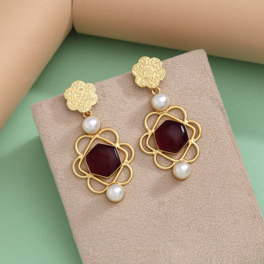 Maroon Color Amrapali Earrings - Preyans.com