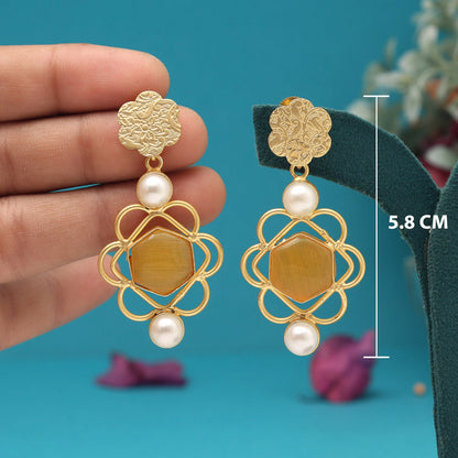 Mustard Yellow Color Amrapali Earrings - Preyans.com