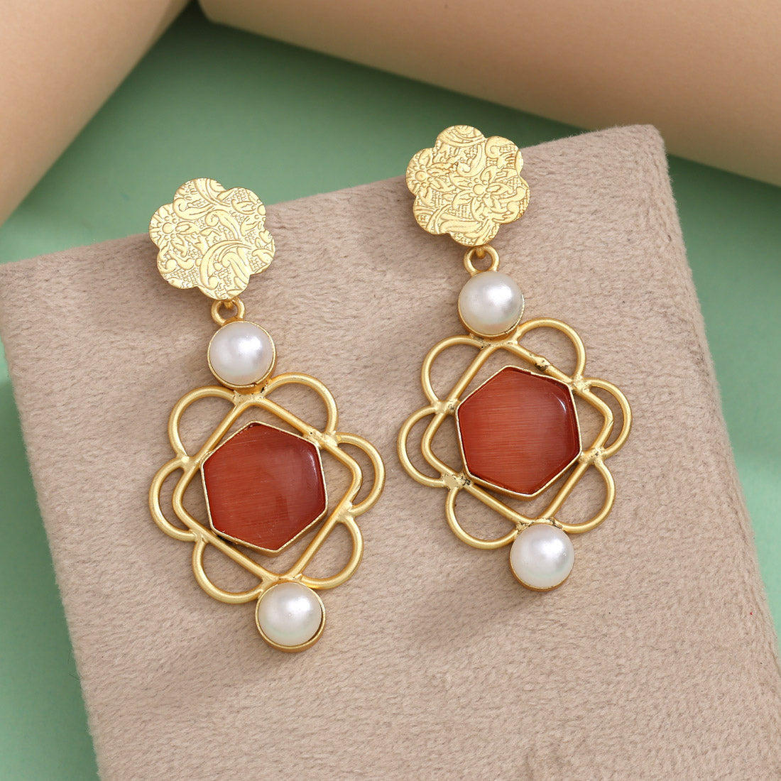 Orange Color Amrapali Earrings - Preyans.com