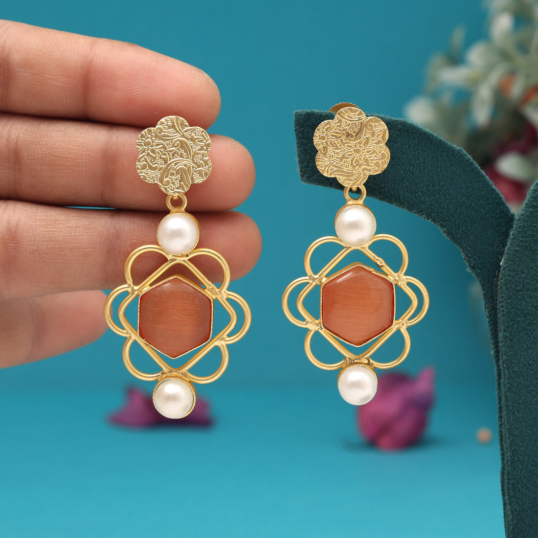 Orange Color Amrapali Earrings - Preyans.com