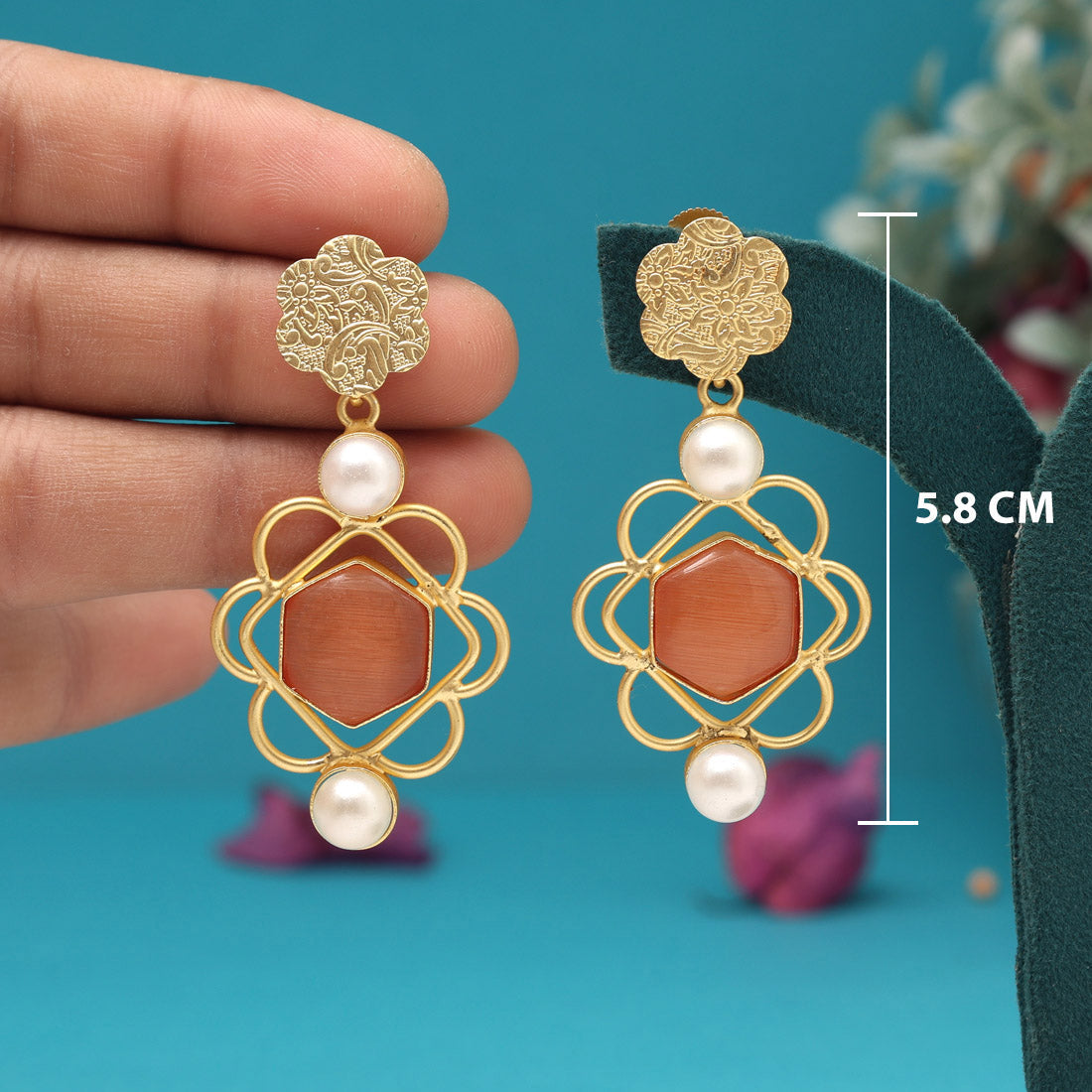Orange Color Amrapali Earrings - Preyans.com