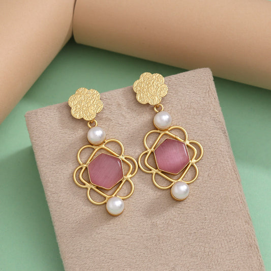 Pink Color Amrapali Earrings - Preyans.com