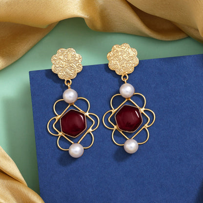 Striking Red Color Amrapali Earrings - Preyans.com