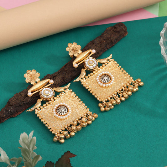 Gold Color Amrapali Earrings - Preyans.com