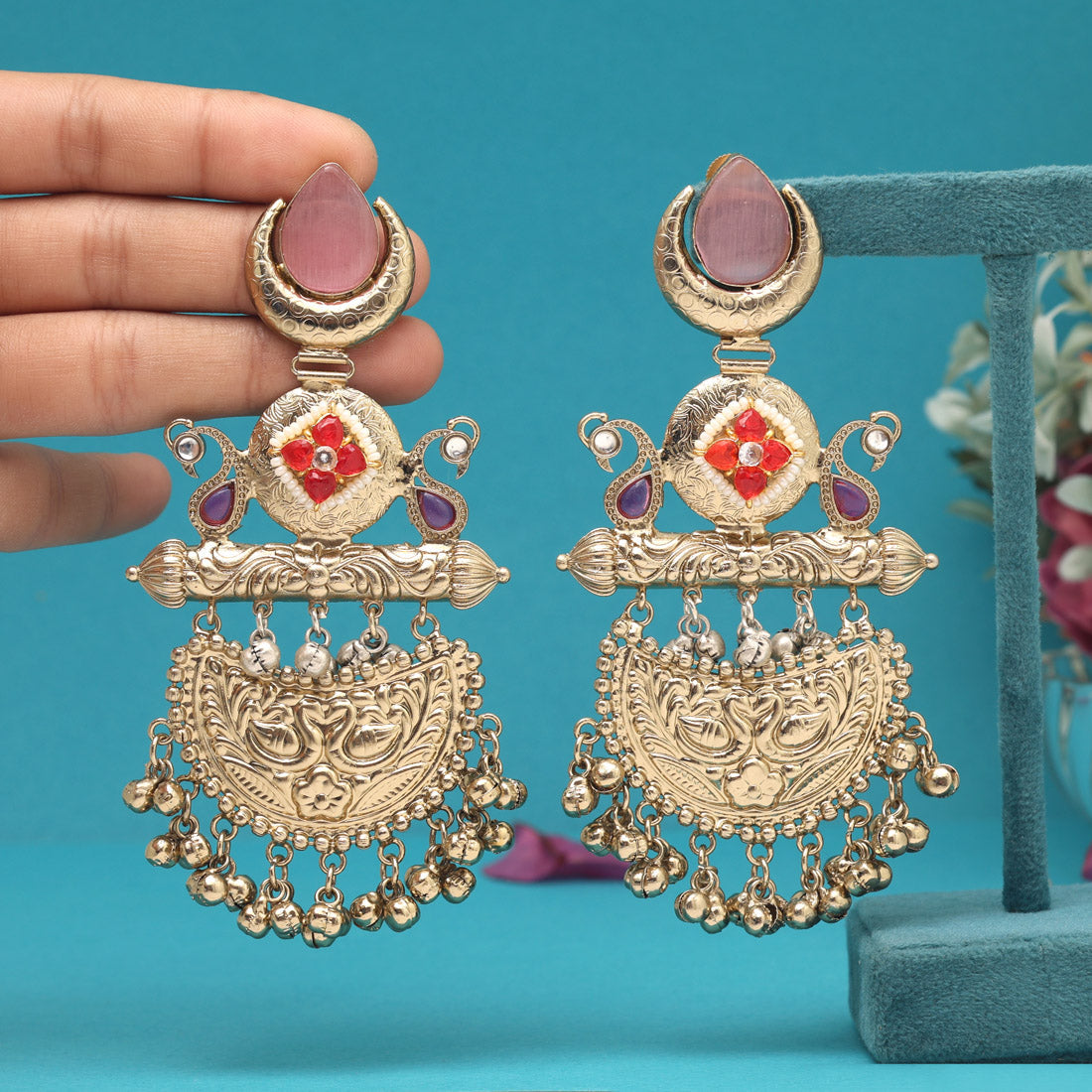Pink Color Amrapali Earrings - Preyans.com