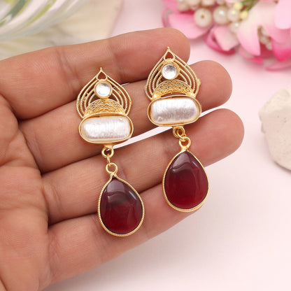 Maroon Color Amrapali Earrings - Preyans.com