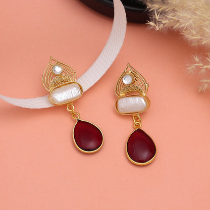 Maroon Color Amrapali Earrings - Preyans.com