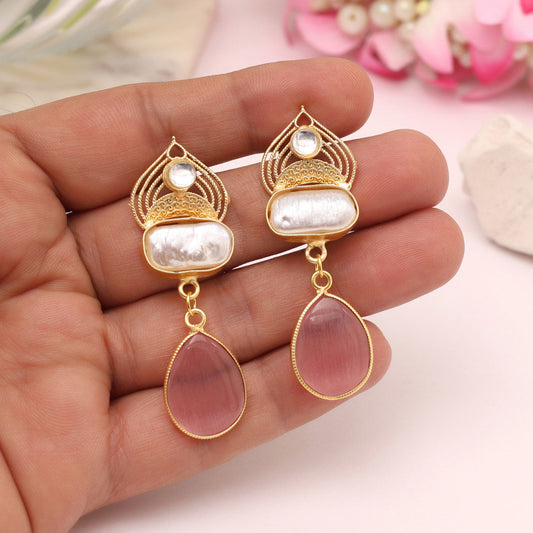 Pink Color Amrapali Earrings - Preyans.com