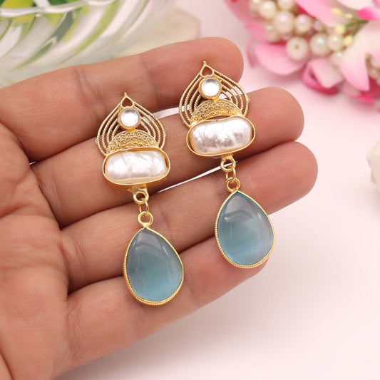 Sky Blue Color Amrapali Earrings - Preyans.com