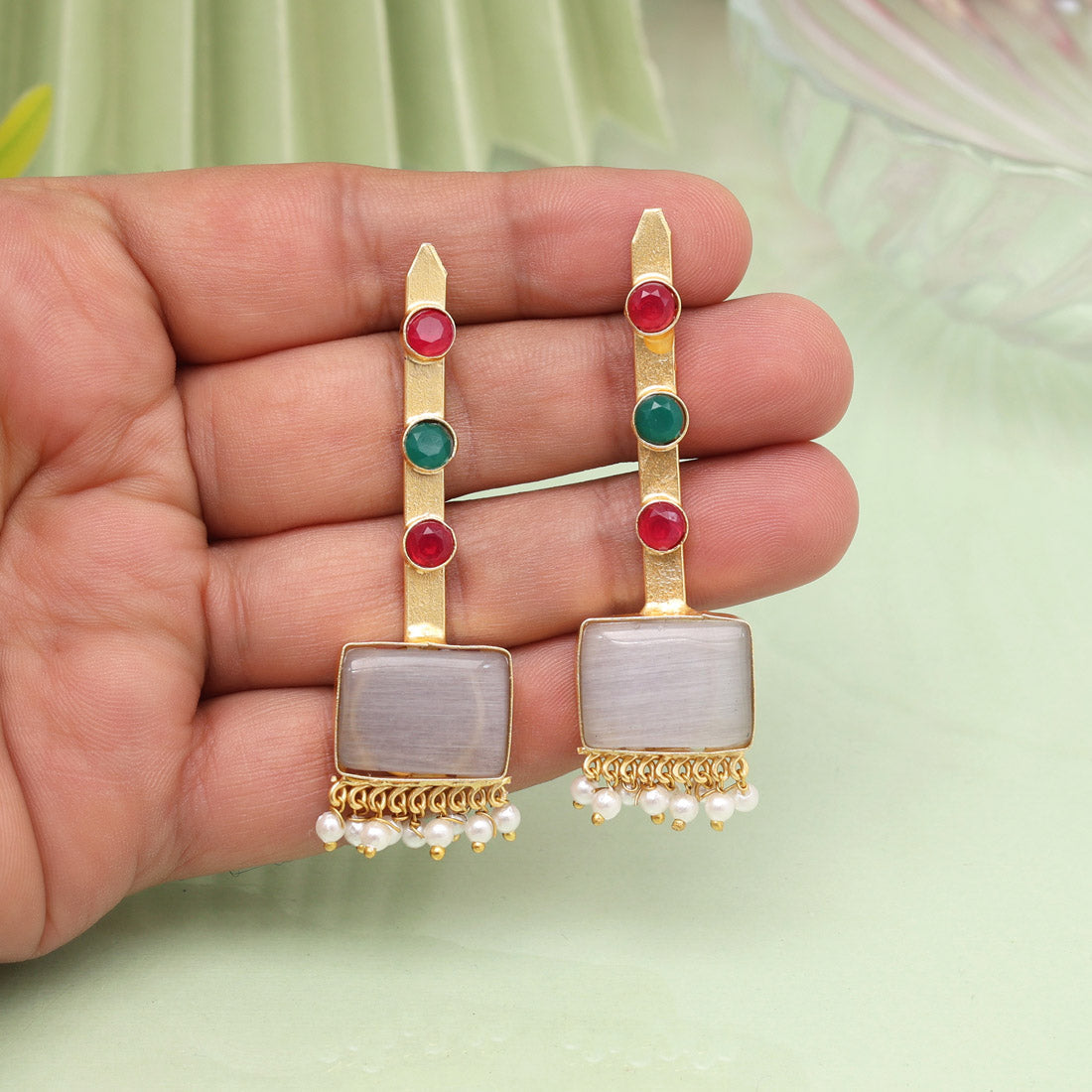 Grey Color Amrapali Earrings - Preyans.com