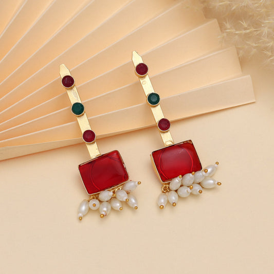 Maroon Color Amrapali Earrings - Preyans.com