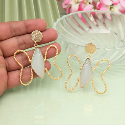 Grey Color Butterfly Design Amrapali Earrings - Preyans.com