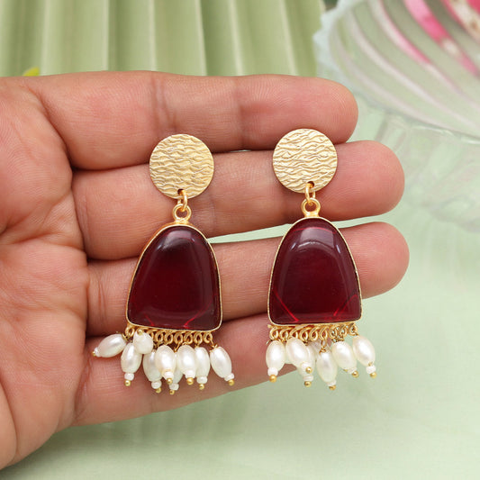 Maroon Color Amrapali Earrings - Preyans.com