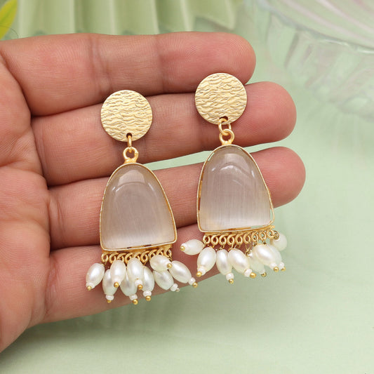 White Color Amrapali Earrings - Preyans.com