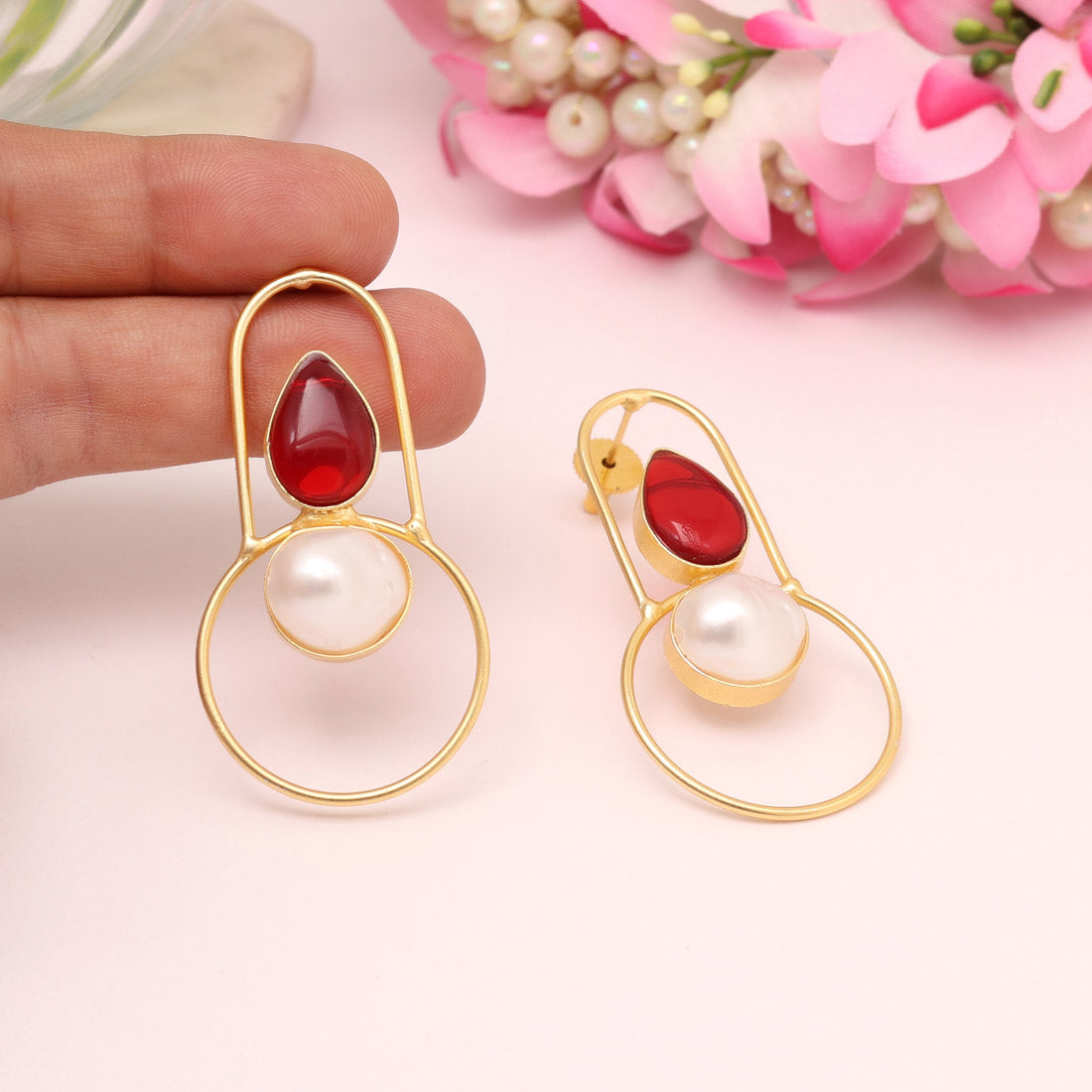 Maroon Color Amrapali Earrings - Preyans.com