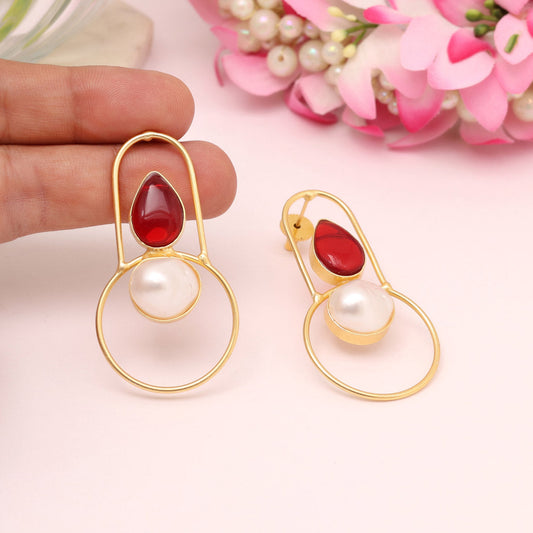 Maroon Color Amrapali Earrings - Preyans.com