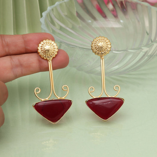 Maroon Color Amrapali Earrings - Preyans.com