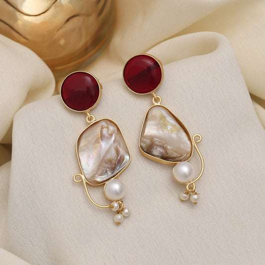 Maroon Color Amrapali Earrings - Preyans.com