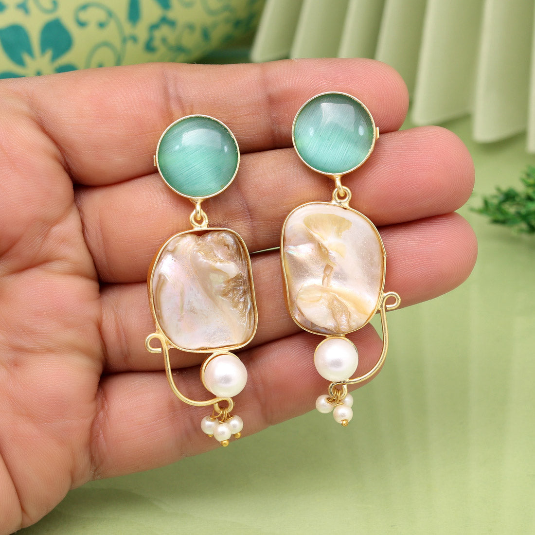 Pista Green Color Amrapali Earrings - Preyans.com