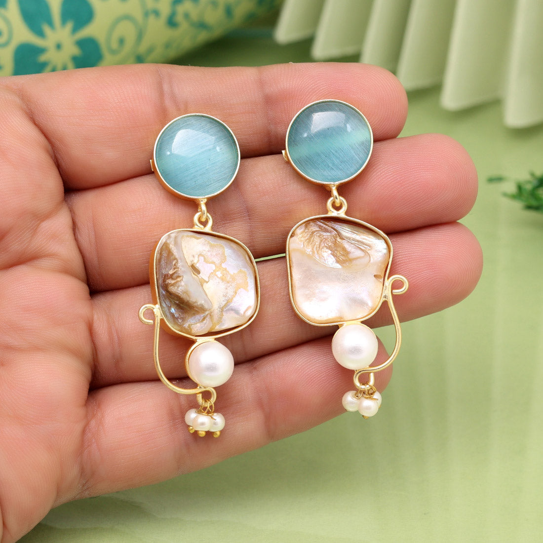 Sky Blue Color Amrapali Earrings - Preyans.com