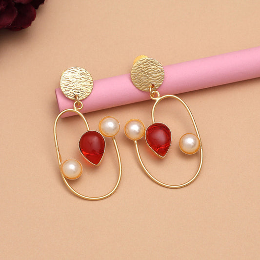 Red Color Amrapali Earrings - Preyans.com
