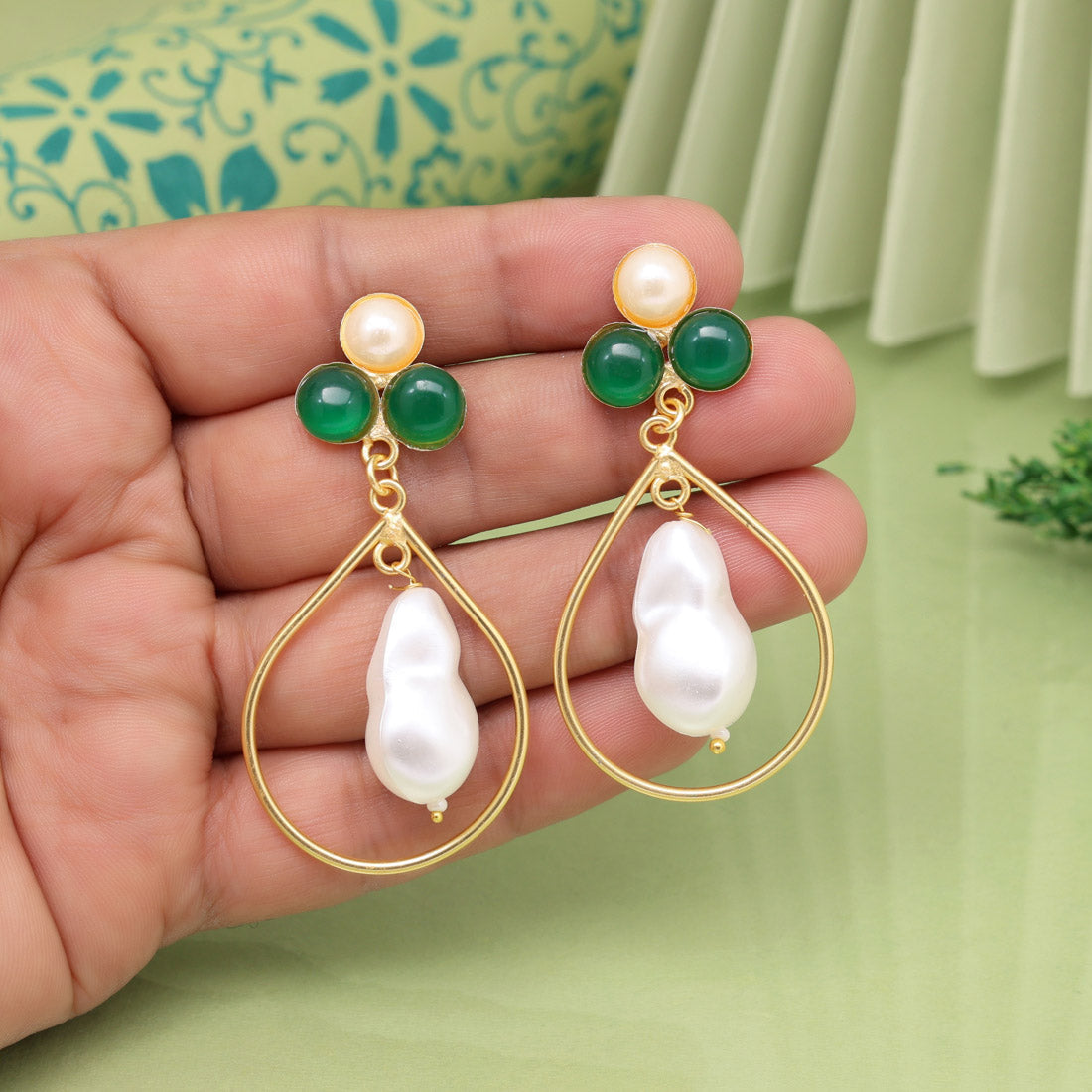 Green Color Amrapali Earrings - Preyans.com