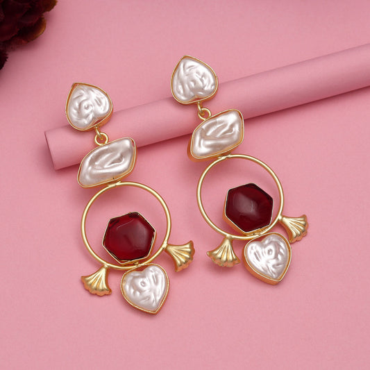 Maroon Color Amrapali Earrings - Preyans.com