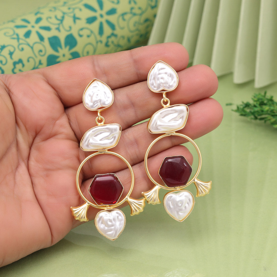 Maroon Color Amrapali Earrings - Preyans.com