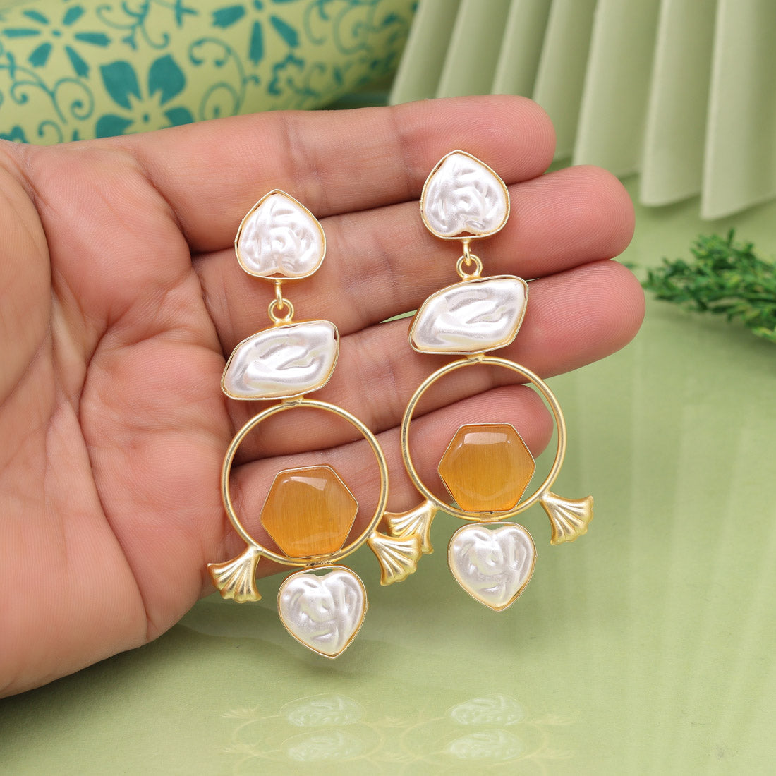 Peach Color Amrapali Earrings - Preyans.com