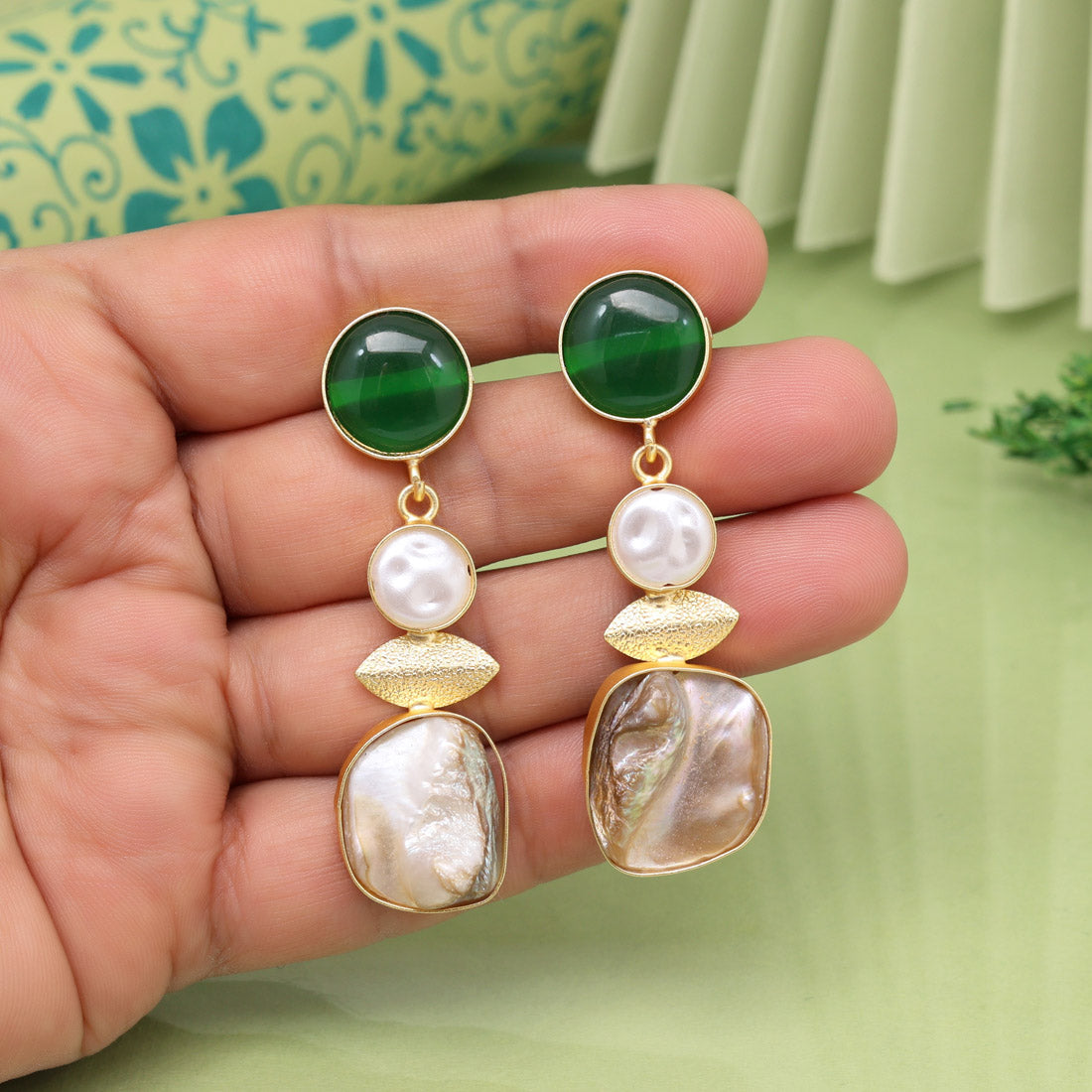 Green Color Amrapali Earrings - Preyans.com