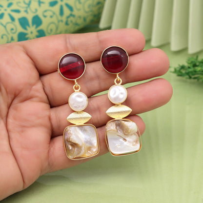 Maroon Color Amrapali Earrings - Preyans.com