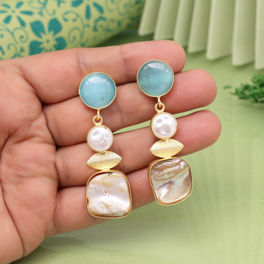 Sky Blue Color Amrapali Earrings - Preyans.com