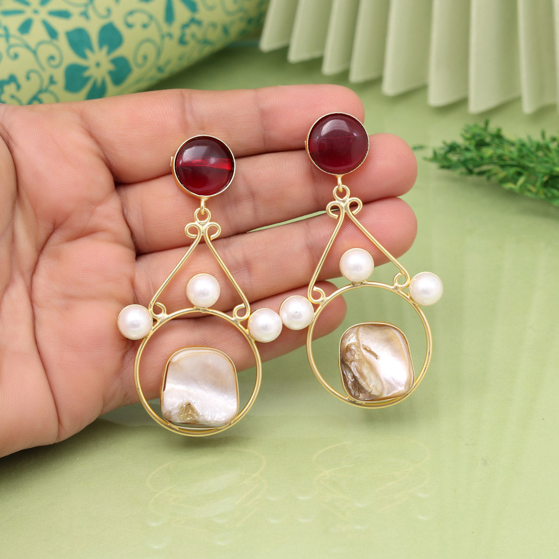Maroon Color Amrapali Earrings - Preyans.com