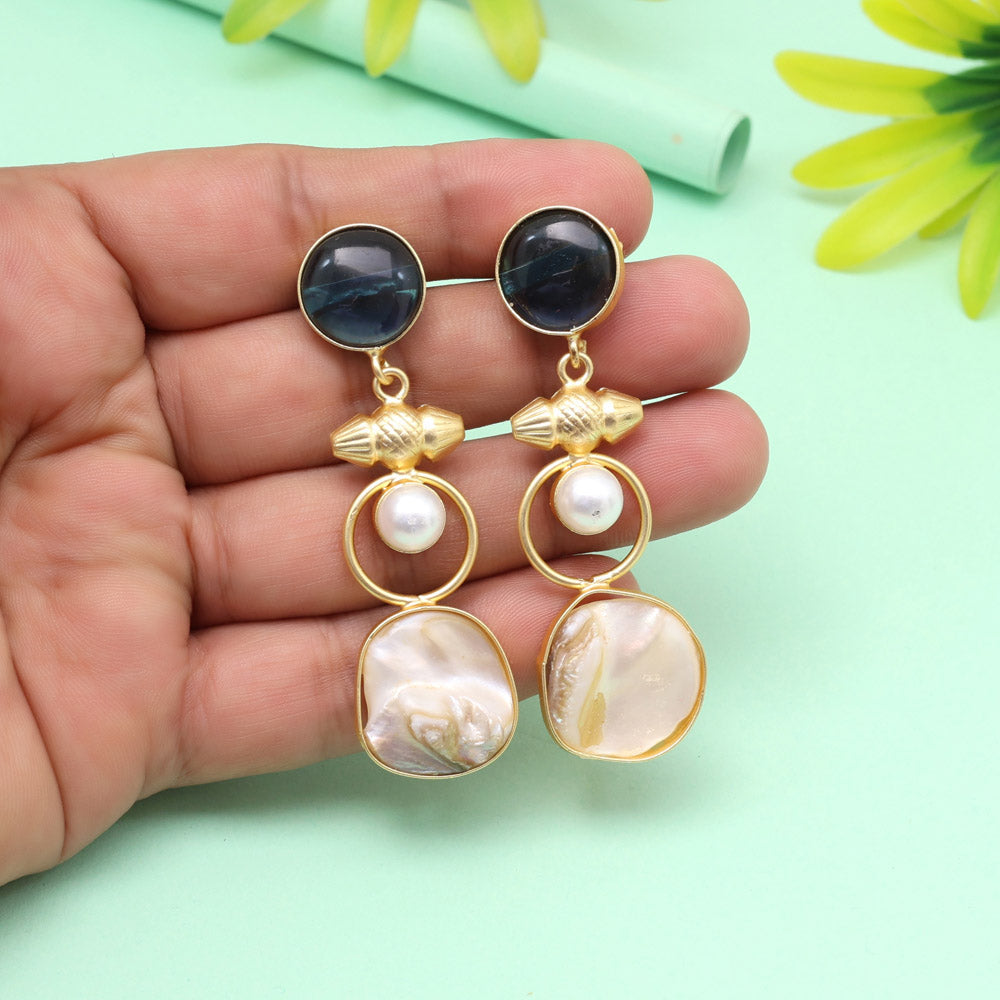 Ocean Blue Color Amrapali Earrings - Preyans.com