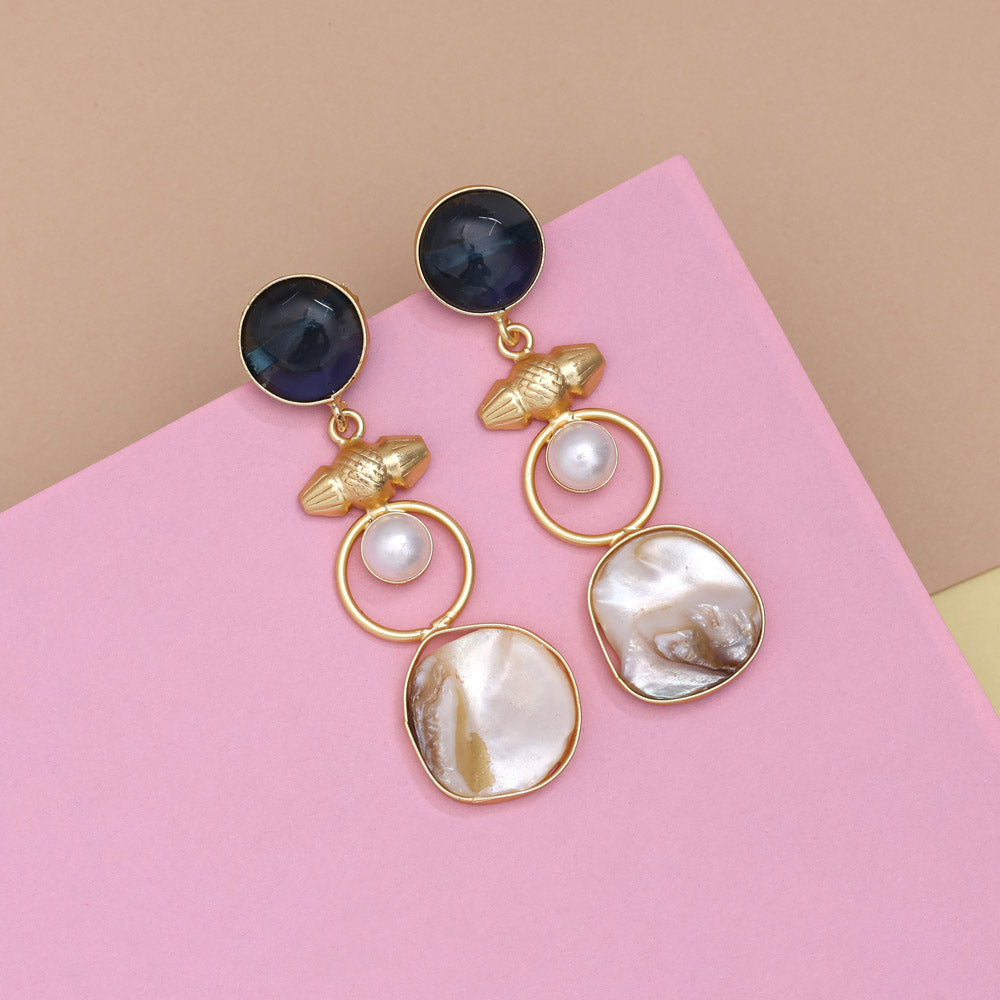 Ocean Blue Color Amrapali Earrings - Preyans.com