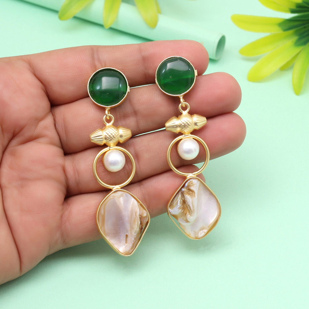 Leaf Green Color Amrapali Earrings - Preyans.com