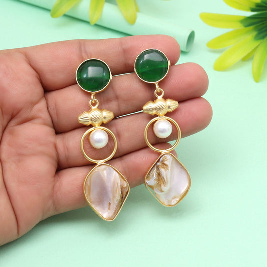 Leaf Green Color Amrapali Earrings - Preyans.com
