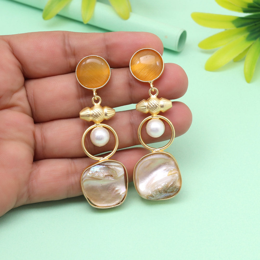 Sunset Mustard Yellow Color Amrapali Earrings - Preyans.com