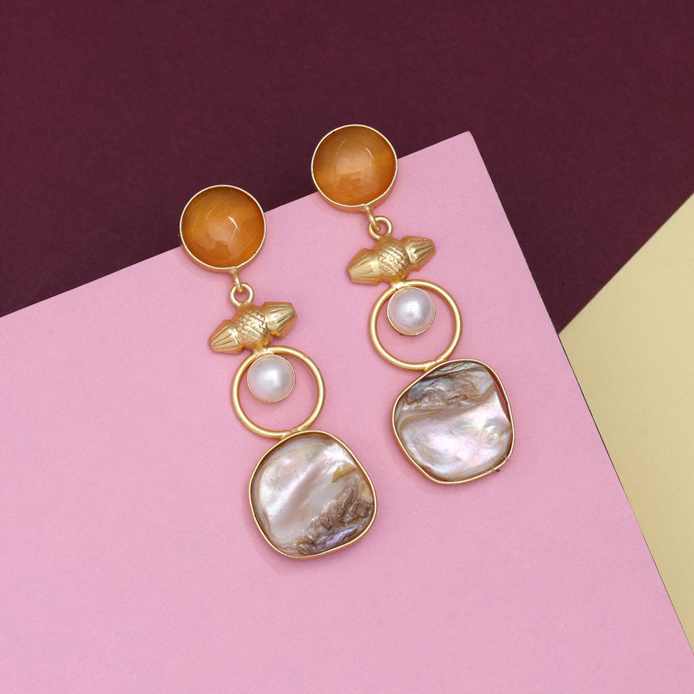 Sunset Mustard Yellow Color Amrapali Earrings - Preyans.com