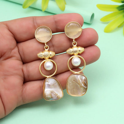 Snowy White Color Amrapali Earrings - Preyans.com